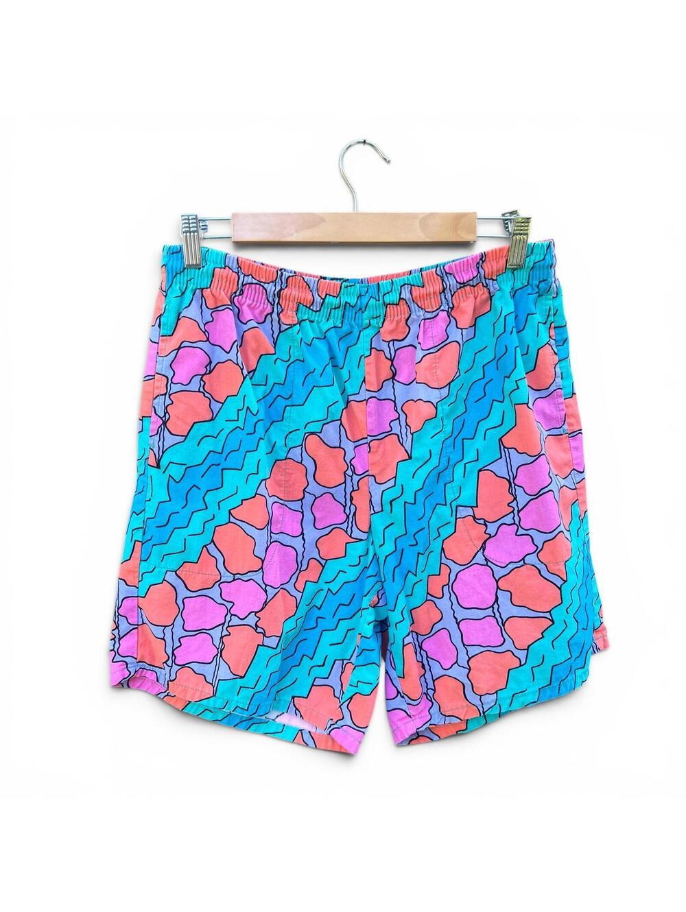 Vintage 90s Vibrant Patterned Swim Shorts